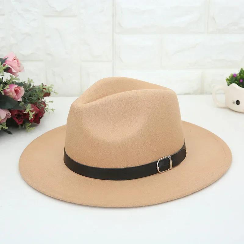 Fashion Western Cowboy Men's Hat English Style Woolen Hat Flat Top Flat Brim Black Top Hat European American Hats Accessories