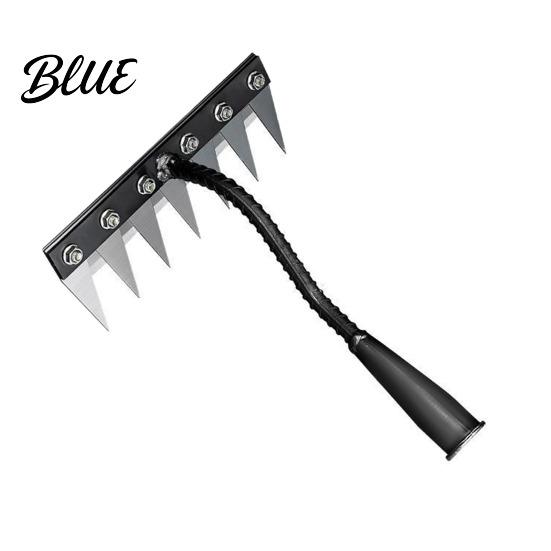 Compact Garden Rake Weeding with Sharp Tines Manganese Steel Head Weeder Rakes for Loosening Tip Soil & Removing Weeds Detachable Tool Yard Farm Use