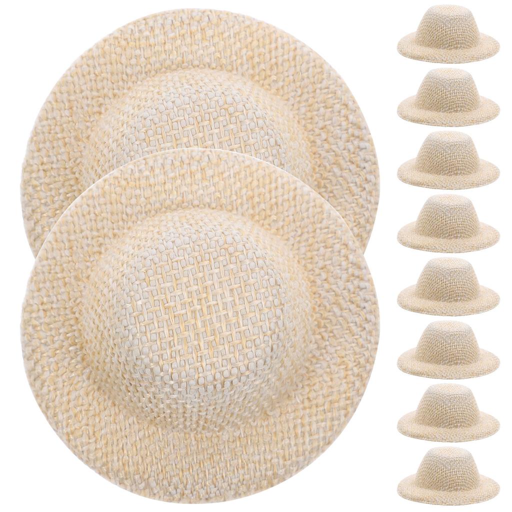 10Pcs Mini Straw Hats Small Hat Prop DIY Craft Decorative Mini House Photo Props Creative Ornament Small Hat Tiny Hats