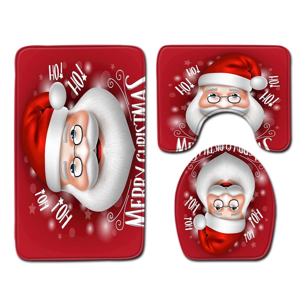 3D Toilet Floor Mat Bathroom Mat Christmas Three-Piece Foot Mat E-Commerce