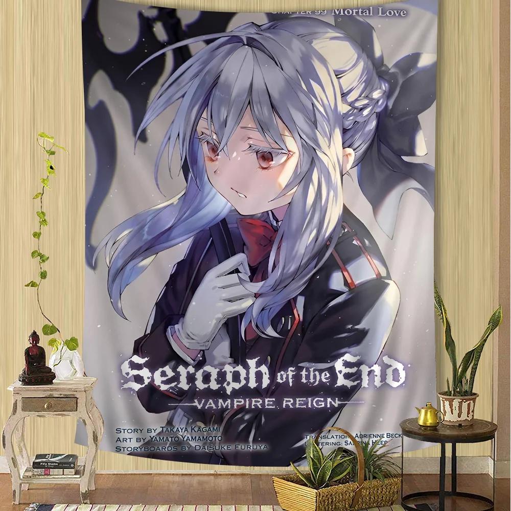Anime Seraph of The End Printed Large Wall Tapestry Hanging Tarot Hippie Wall Rugs Dorm Home Decor