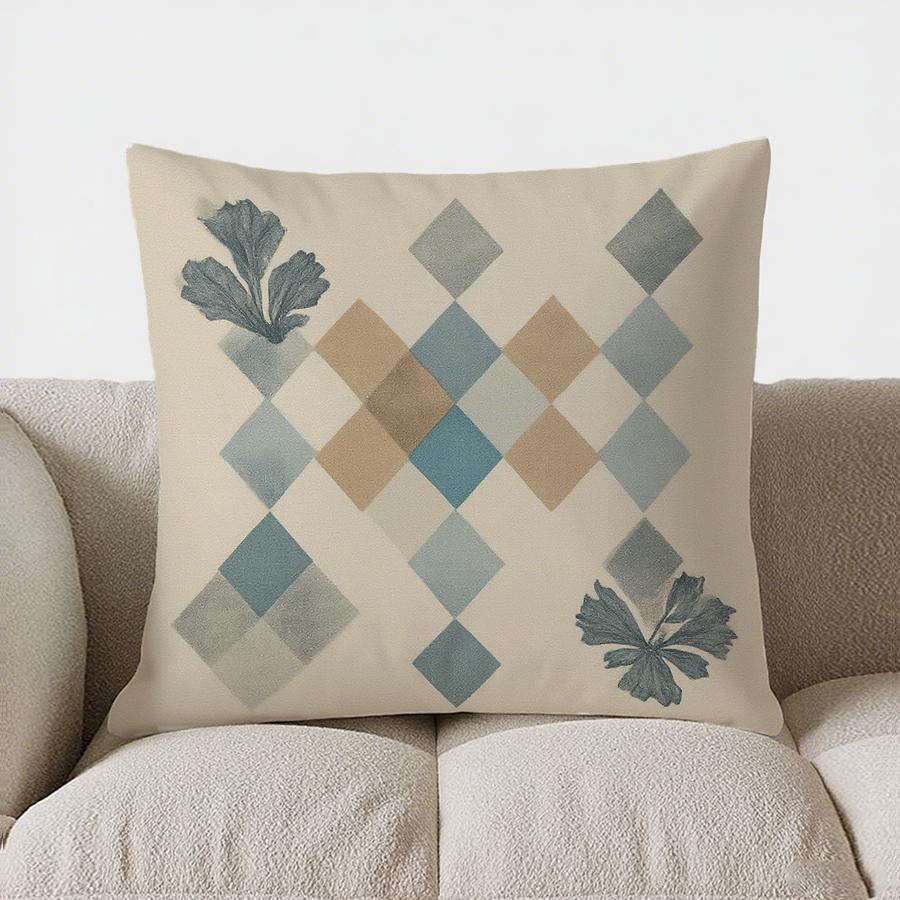 Home Decor Elegant Blue &amp; Gold Floral Pattern Pillow Cover Pattern Cushion Cover Suitable For Sofa Bedroom Car Pillow Cover