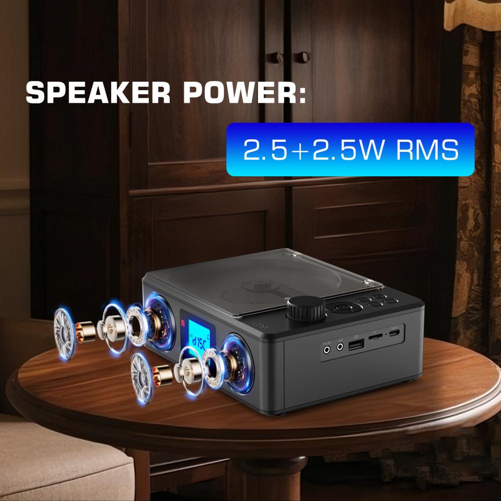 CD Player Portable Bluetooth Desktop CD Players for Home with Speakers Rechargeable Small Retro CD Player with LCD Screen Optical USB