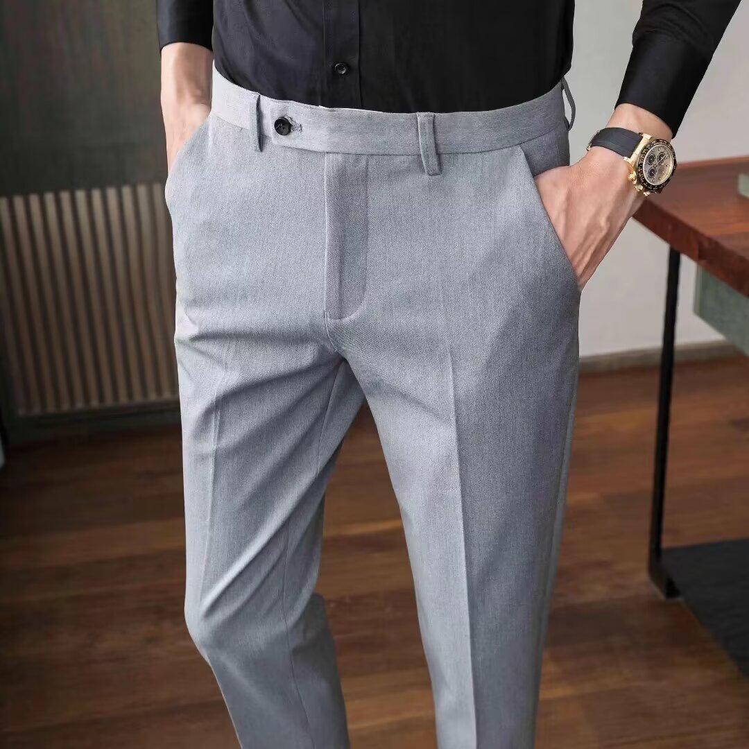 

Мужские свободные прямые брюки для весны и осени - Nine-Point Business & Casual Wear 34 светло-серый