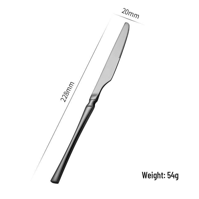 Gold 24-Piece Stainless Steel Cutlery Set: Elegant Steak Knife, Fork, and Spoon for Western Cuisine.