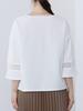 Beams Heart Tee with Lace Sleeves and Ponte Off One Size Women's L/S Pullover, White,