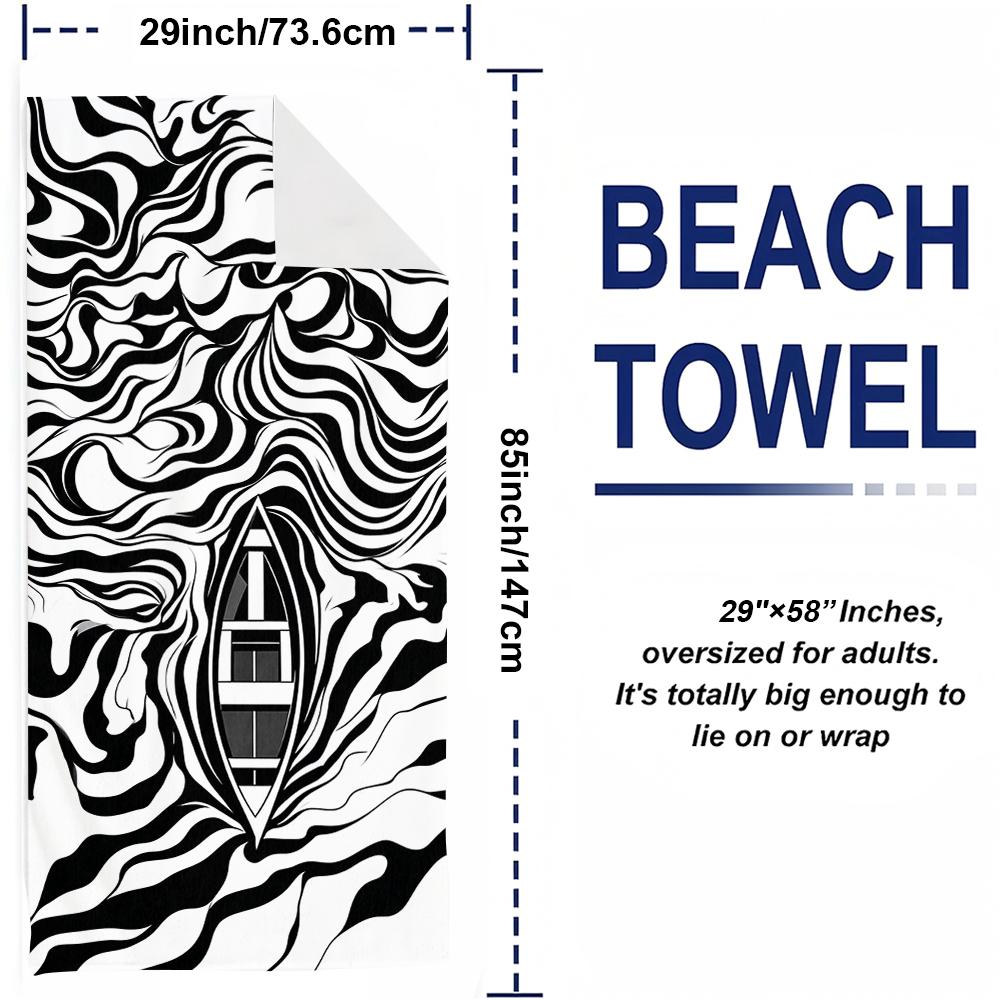 Boat in Swirl Waves Cartoon Anime Beach Towel Microfiber Quick Dry Super Absorbent Soft Bath Towel for Kids Adults Travel