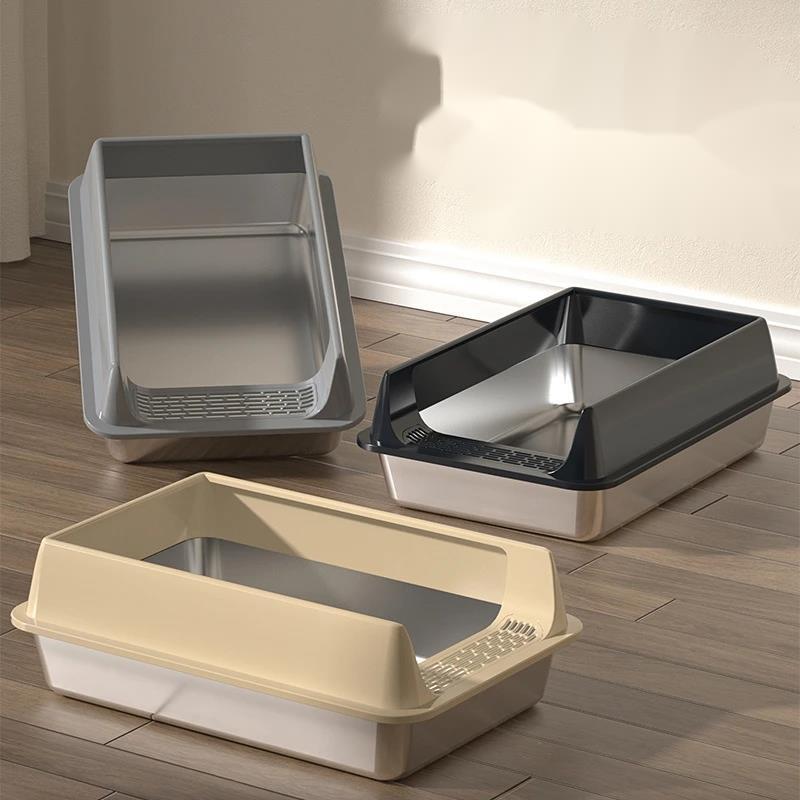 Stainless Steel Cat Litter Box Enclosed Side-Entry Scratchproof For Small/Medium Cats, Perfect For Home Apt And Cat Lovers Gift