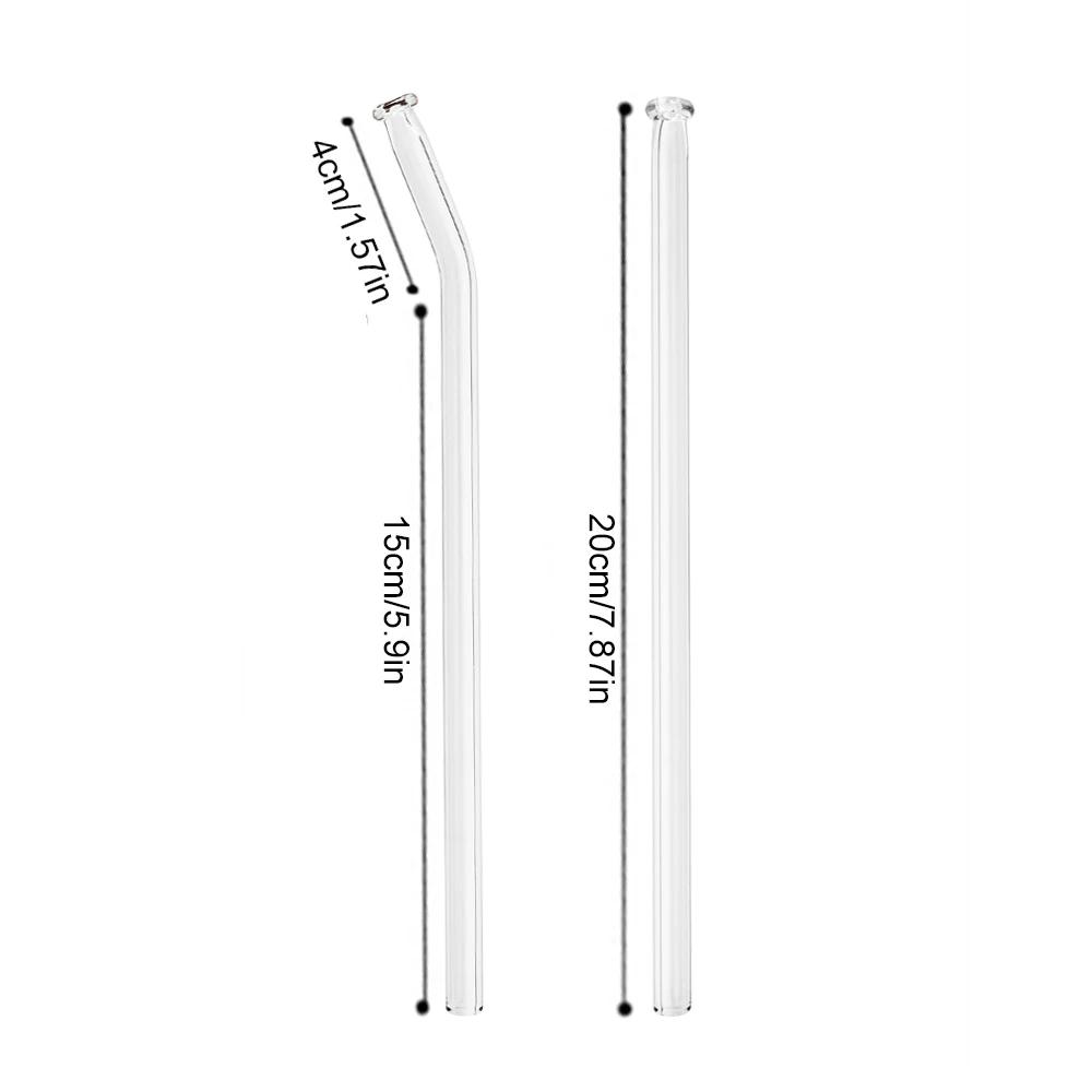 11Pcs Glass Straw Reusable Drinking Straw Borosilicate Glass Tube Straws for Drinks Cocktail with Cleaning Brush Bar Accessories