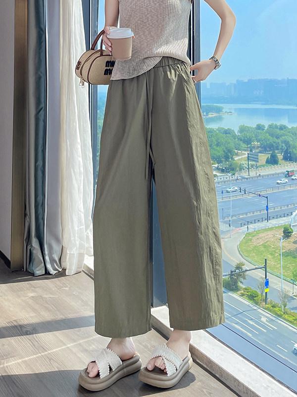 Women's Ice Silk Quick-Dry Sports and Casual Pants - Summer Thin, Petite & Narrow 8-Point To 9-Point Wide-Leg Styles
