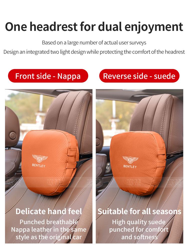 For Bentley Continental GT MULLINER Bentayga Flying Hurtling Spurlogo Car Headrest Neck Support Lumbar Cushion Soft Neck Pillow
