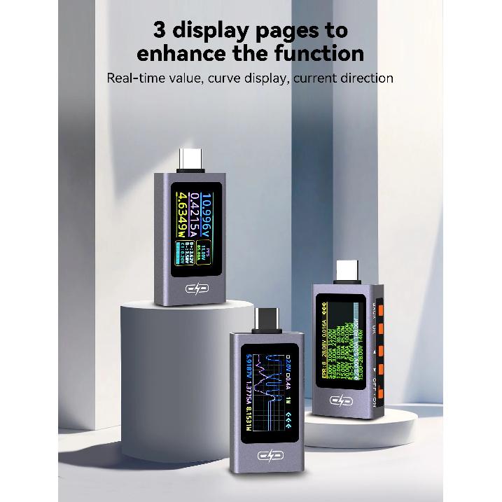 UT01C Type C Tester 4V-30V 12A Voltmeter Ammeter TYPE-C Fast Charge Detection Trigger Capacity Measurement Ripple Measurement