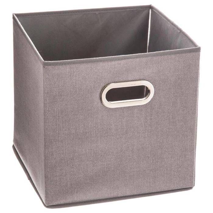 5five - panier tissu 31x31cm "mix n modul" gris clair chiné