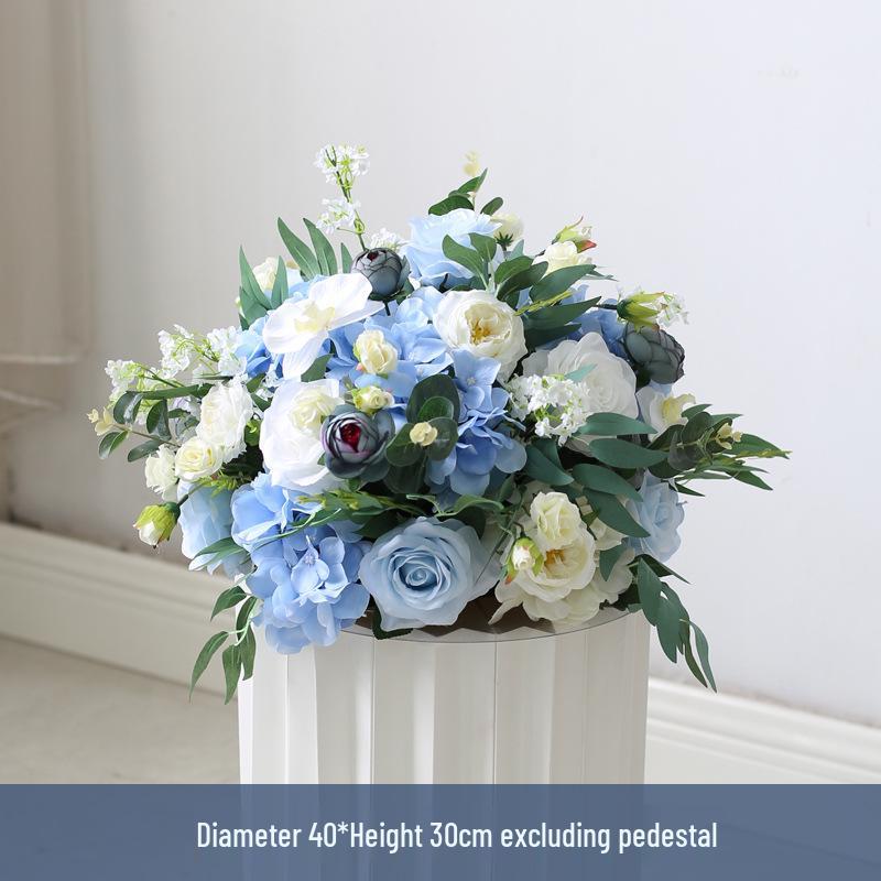 Artificial Flower Column Wedding Decorations with Car Delivery Ceremony and Roman Style Welcome Board