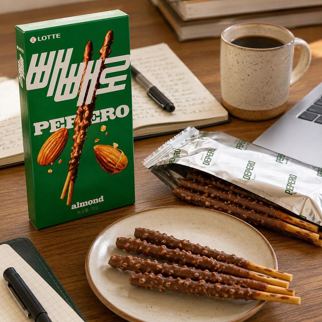 Lotte Pepero Almond Chocolate Biscuit Sticks 32g