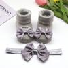 Girls Headband + Socks Set 0-12 Months Cute Toddler Princess Socks Autumn Infant Bow-knot Socks