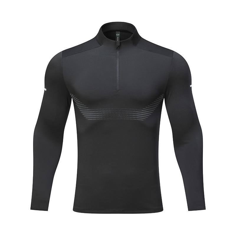 Herre Half-Zip Kompresjon Sportsgenser Pustende Hurtigtørkende Langermet Atletisk Skjorte
