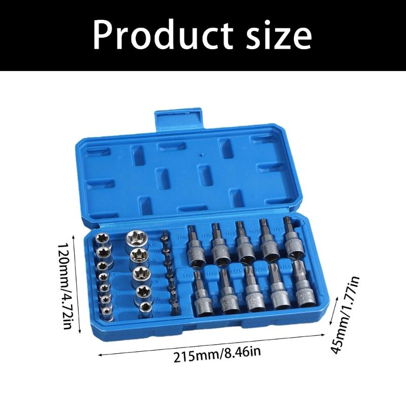 29Pcs High Torques Carbon Steel Socket Bit With Storage Case Ideal For Mechanics DIY And Professional Use Auto Repair