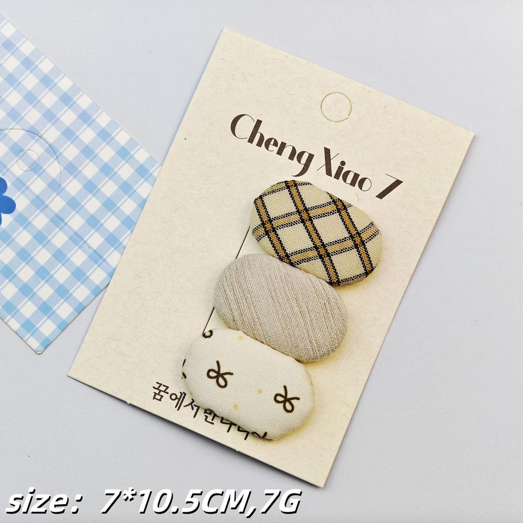 2025 Spring New Fabric Oval BB Clips, Fresh Plaid Floral Cute Barrettes,Versatile Fashion Hair Accessories for Baby Girls