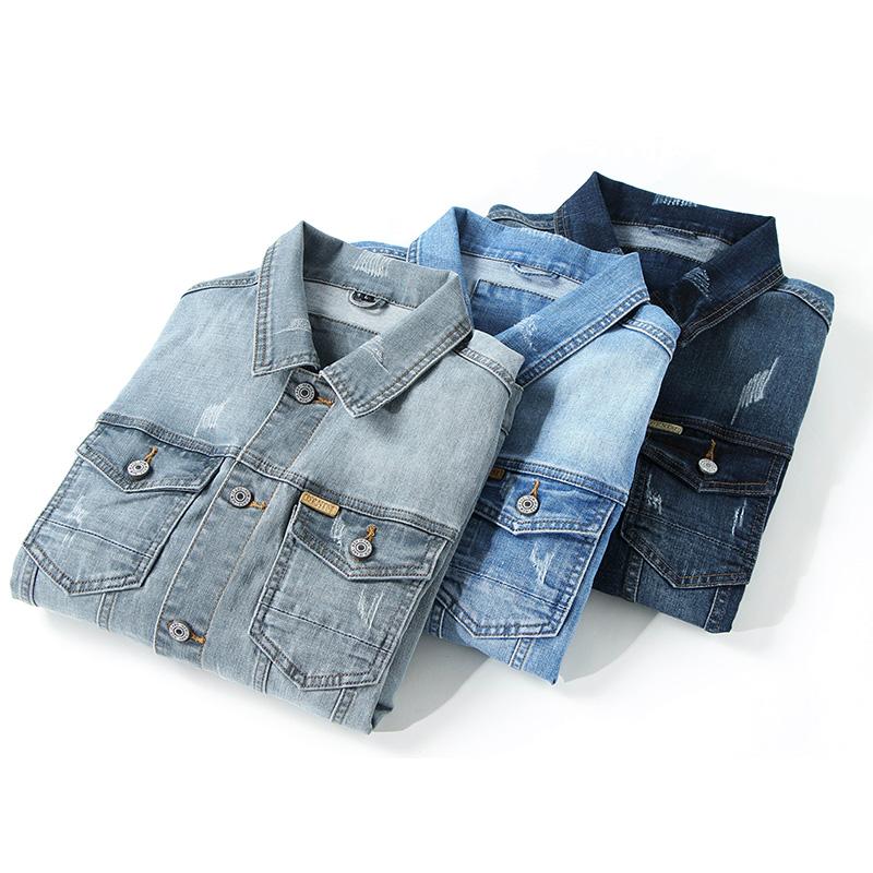 Spring Men's Casual Cotton Denim Jacket Classic Style Fashion Slim Washed Retro Blue Jeans Coat Male Brand Clothing