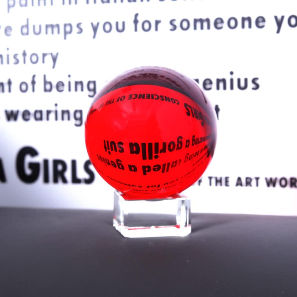 Multicolored Transparent Crystal Ball, 60mm, Crystal Ball, Ornament (Red)