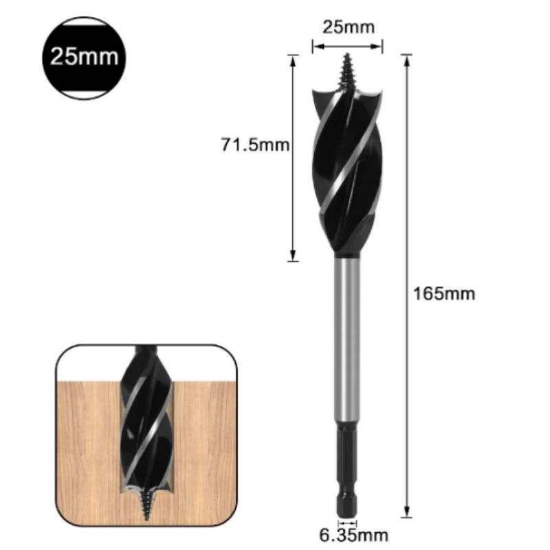 Bit Hexagonal Shank Supported Auger Four Slots Lengthened Twist Door Lock Opener Drawer Board Reaming Woodworking and Diy Tools