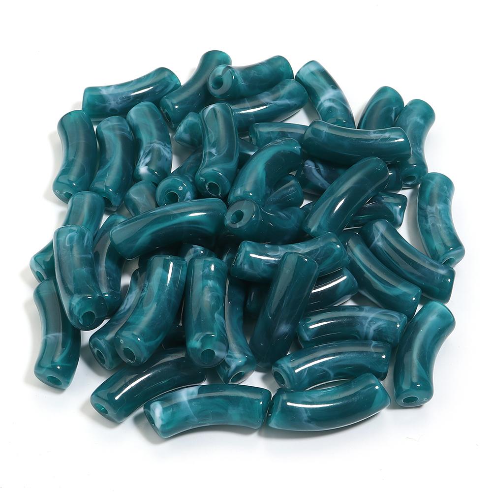 20pcs 35x11mm Acrylic Curved Tube Beads Dual Color Loose Beads For Jewelry Making DIY Handmade Necklace Bracelets Accessories