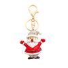 Keychain Pendant Sparkling Rhinestones Santa Claus Design Metal Keyring Decorative Key Holder Friends Bag