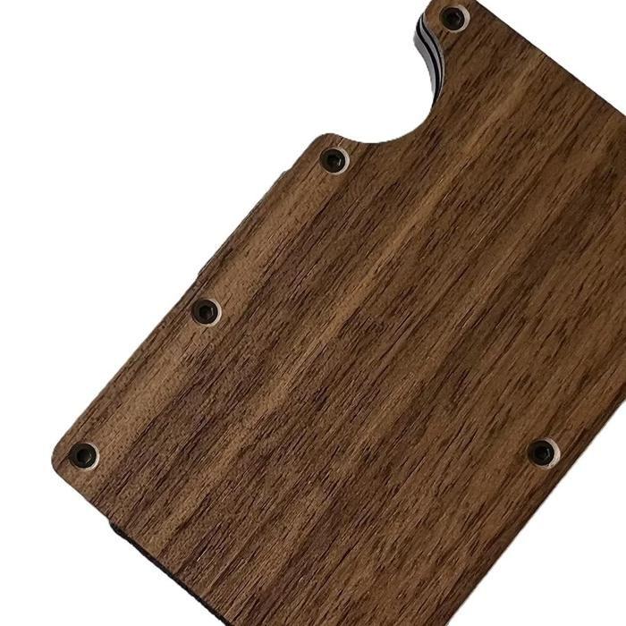 Portefeuille - Noyer - Blocage RFID - 10 cartes - Ceinture maintien billets