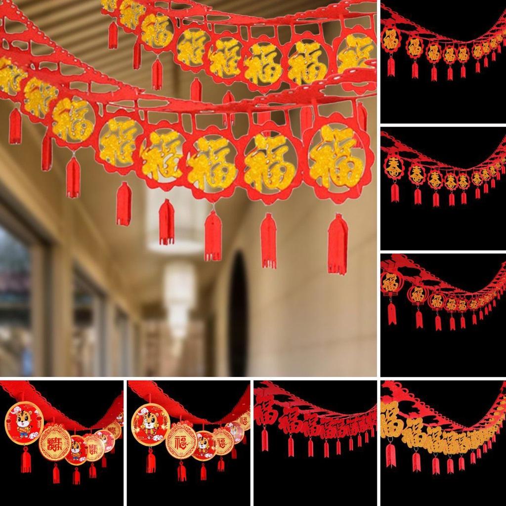 Beautiful 2022 Cny Chinese New Year Banner Flag Pendant Eye-catching Spring Festival Dcor