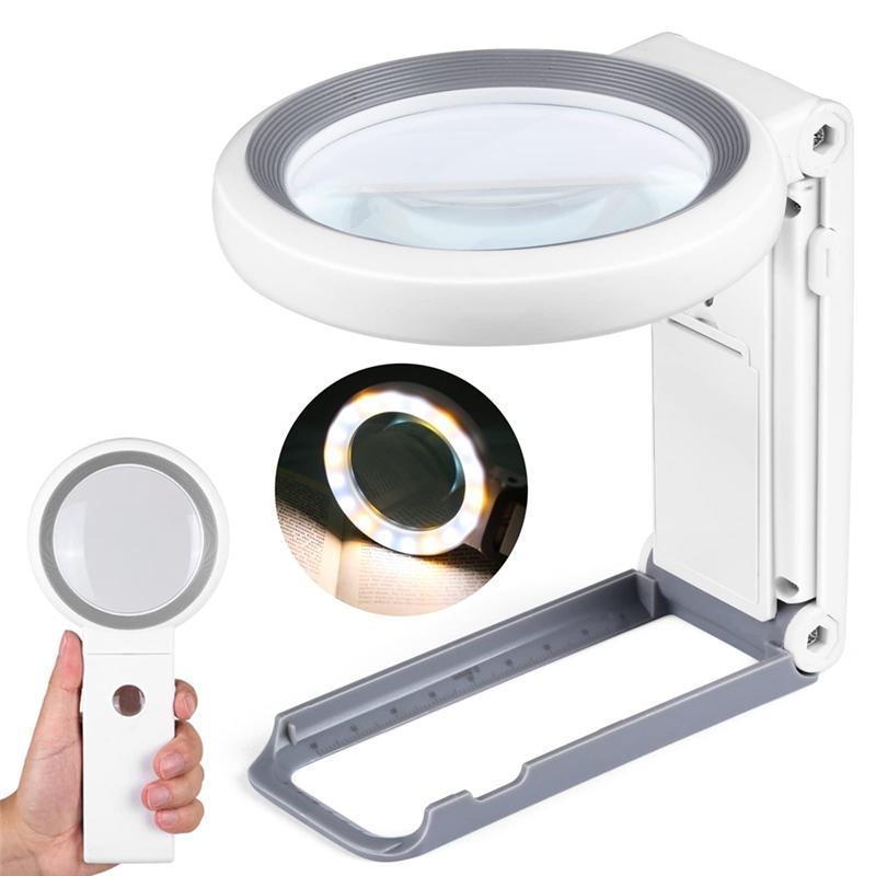 Foldable Handheld Magnifying Lens 30x 40x With 18 Led Light For Seniors Reading Coins Close-up Work