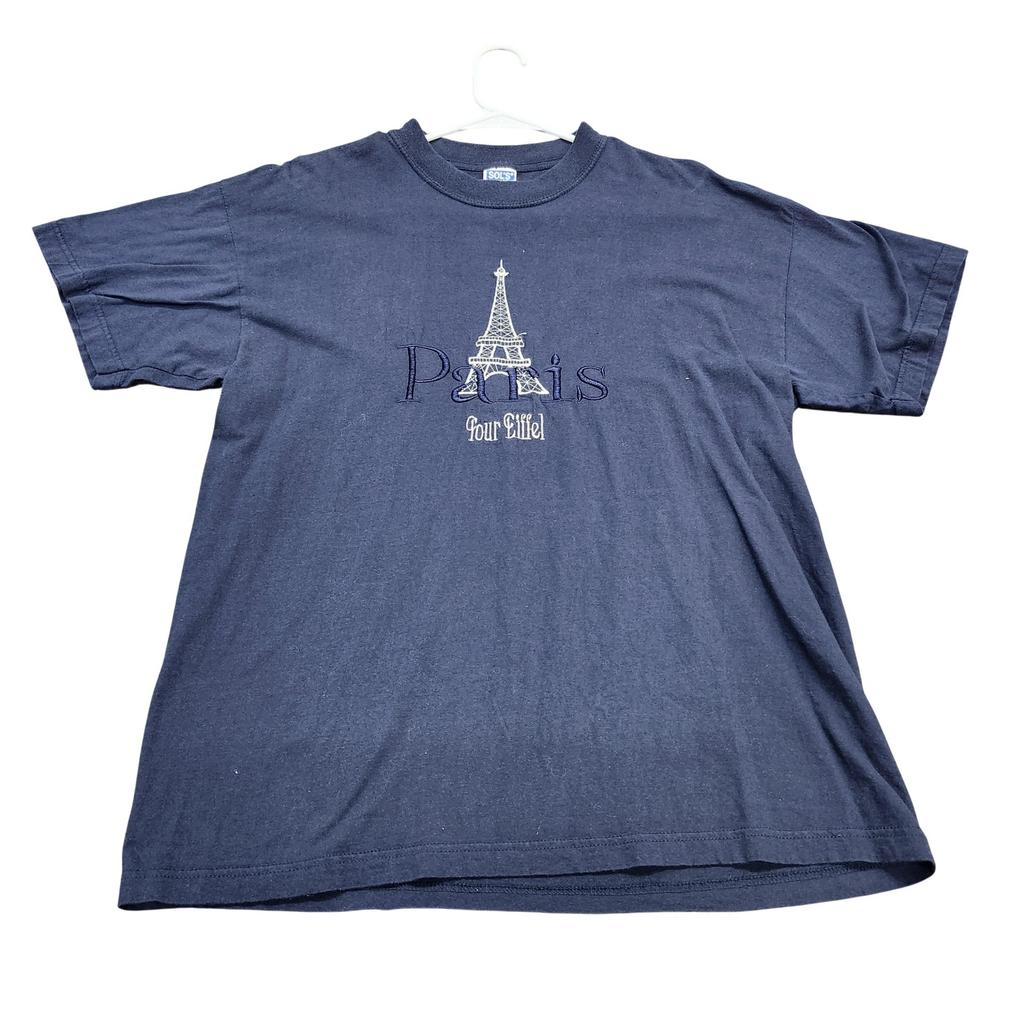 SOL'S Shirt Mens XL Blue Paris Eiffel Tower Graphic Tee Travel Souvenir Unisex T-Shirt