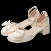 Bow Mary Jane Shoes French Thick Heel New High Heels Sandals Women's Outer Wear Temperament Gentle Bag Head Sandals Women