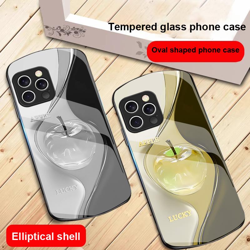 Gradient Crystal Apple For iPhone 16 15 14 13 Plus 12 mini 11 Pro Max XR Xs Max X 7 8 6 6S 2022 20 Elliptical glass phone case