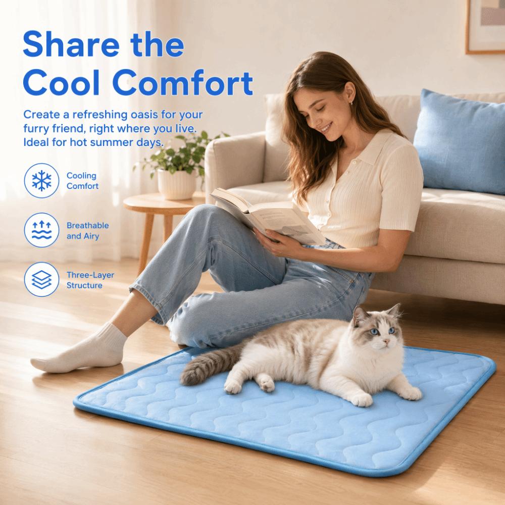 Tapis de Refroidissement pour Chat Chien en Soie Glacée Respirant Coussin de Couchage Durable Tapis de Glace Couvertures Fourniture pour Animaux