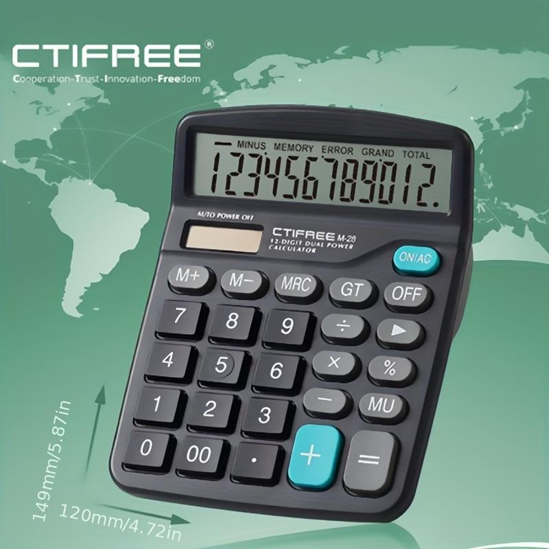 12-digit Large Lcd Display Calculator Standard Function Calculator With Solar & Battery Dual Power For Home Basic Desktop Office