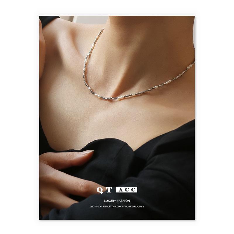 

Korean Gold-Tone Pearl Titanium Steel Necklace