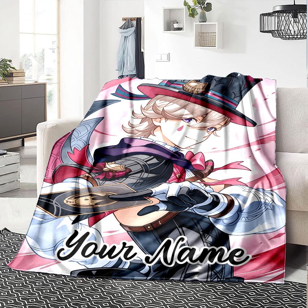Customizable Genshin Impact5 Throw Blanket – Personalized Name, All-Season Cozy Snug Blanket, Machine Washable, Personalized Blanket