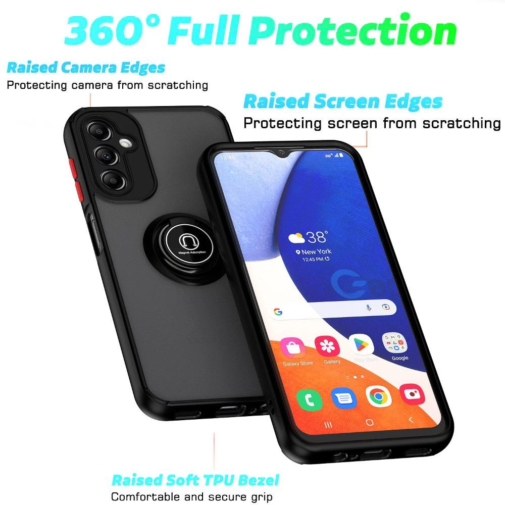 Armor Matte Case for Samsung Galaxy A14 5G A24 A34 A54 A13 A33 A53 A23 A73 A52S A52 Cover Ring Magnetic Holder Stand Business Full Protection