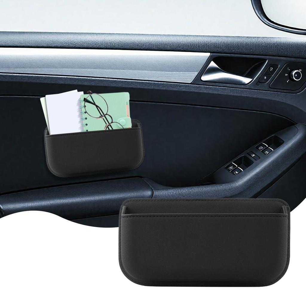 Car Side Pocket Organizer PU Leather Self-Adhesive Sunglass Holder Car Multi-purpose Holder Case Auto Storage Pocket Organizer