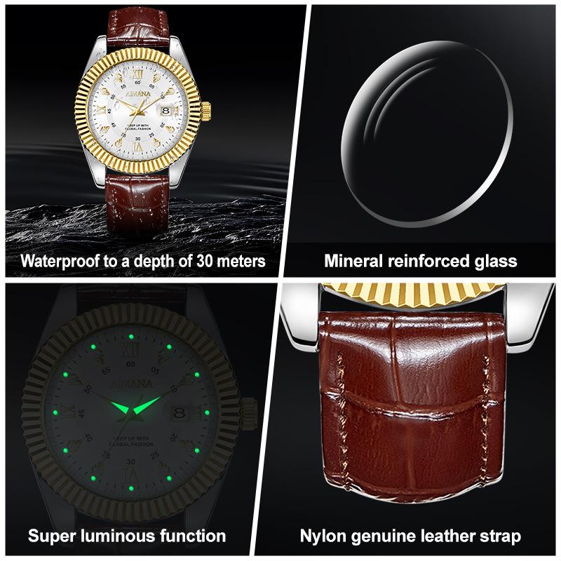 High Quality Leather Band Quartz Watch for Businessman - Stylish Timepiece for Professional Settings