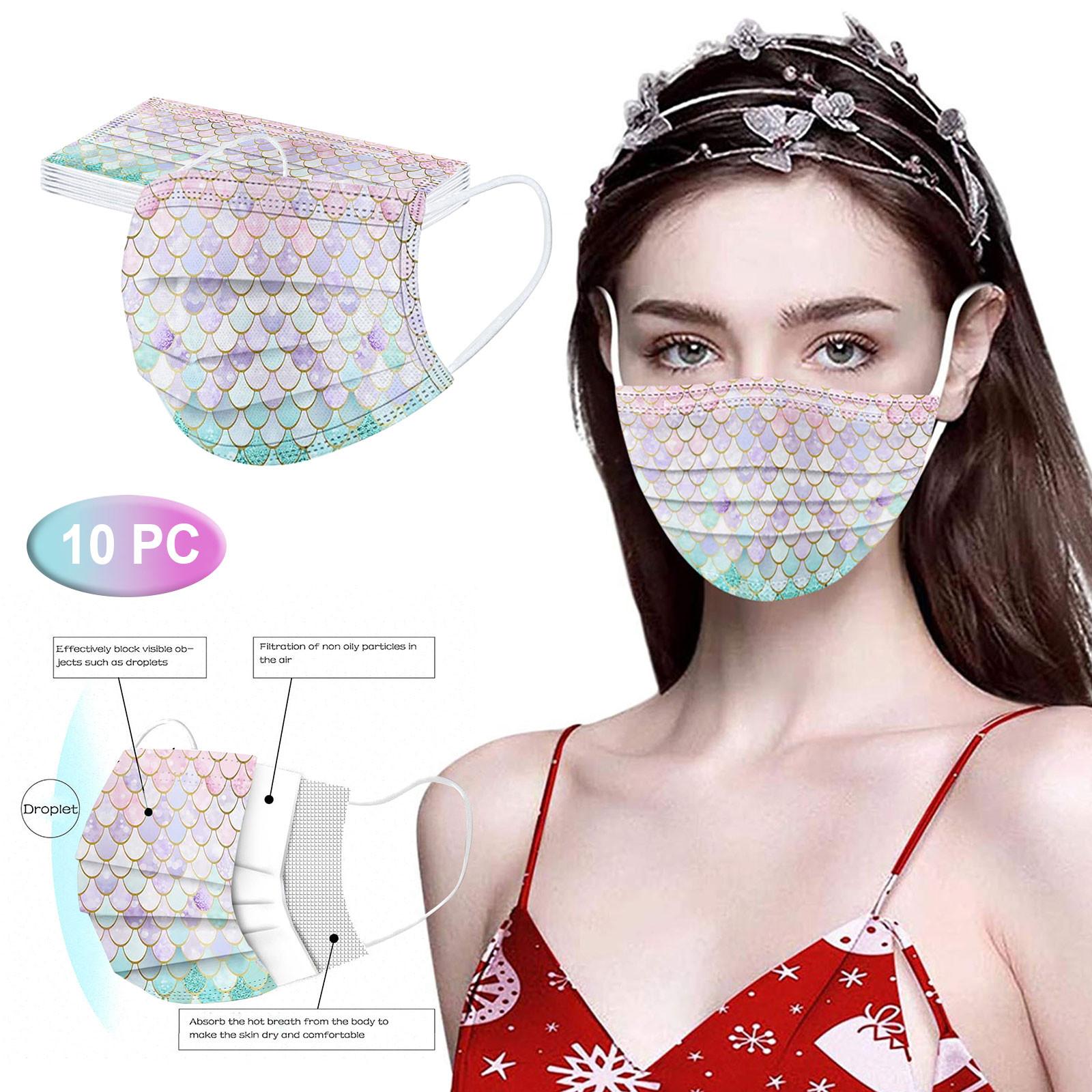 

10PC Colorful Print for Face Mask Disposable Earloop Mask