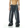 Men's American Retro Wide-Leg High Street Washed Jeans - Loose, Casual, Large-Size Trousers