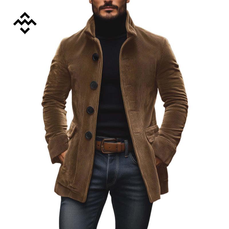 Men's Solid Color Stand Collar Cardigan Suit Windbreaker for Spring/Autumn