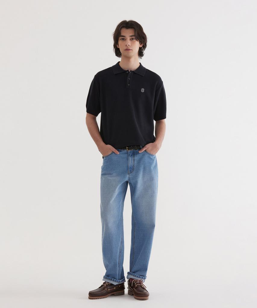 COVERNAT C Logo Collar Half Knit Dark Navy