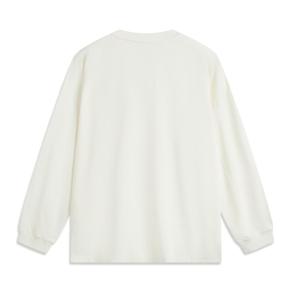 Li-Ning Badfive Sports Casual Simple Solid Color Round Neck Pullover Loose Sweatshirt Men sweatshirt Off-White AHSU781-4