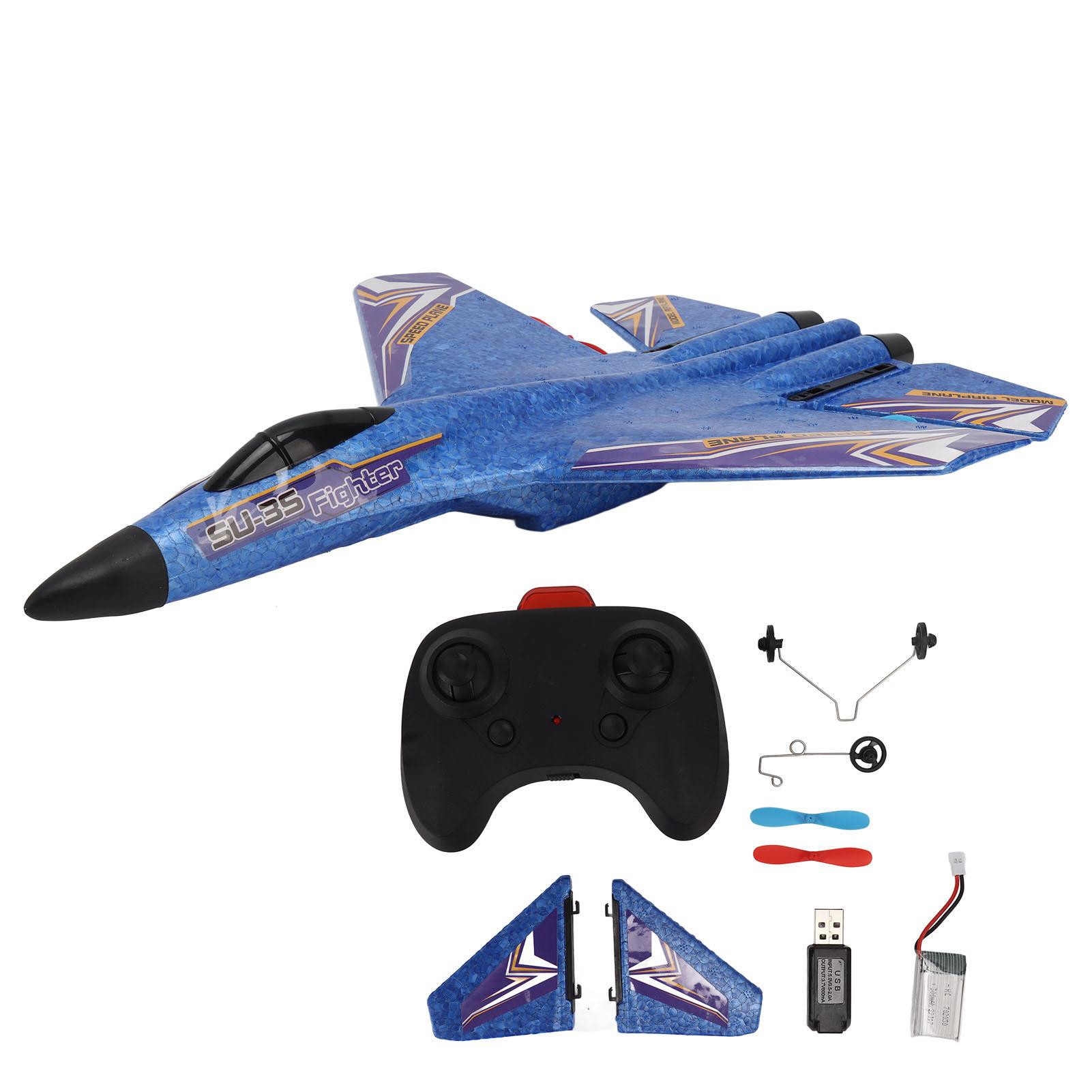 

RC Aircraft Model Easy Assembly 100m Flying Height Collision Prevention Remote Control Plane Toy синій