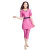 Muslimischer Badeanzug für Damen, muslimische Dame, traditionelle Kurzarm-Tops, Capri-Hosen, Damen-Patchwork, hochelastisch, islamische Strandmode, Damen-Badebekleidung