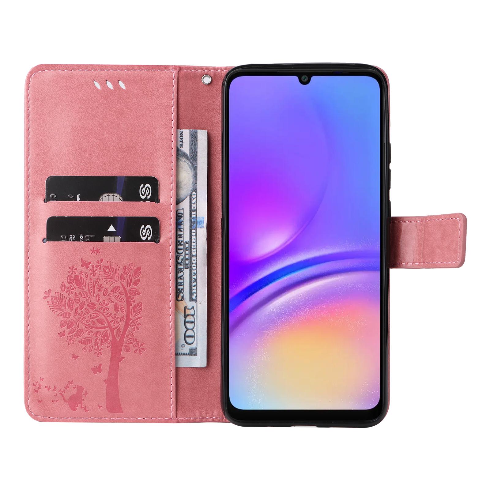 

For Samsung Galaxy A06 4G Phone Case with Stand Cat Tree Pattern Leather Wallet Mobile Cover Purple