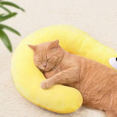 Pet Little Pillow U-Shaped Neck Protector Sleeping Pillow Deep Sleep Puppy Kitten Moon Pillow Soft Fluffy Pillow Pet Supplies